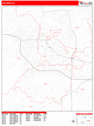 Ann Arbor Digital Map Red Line Style